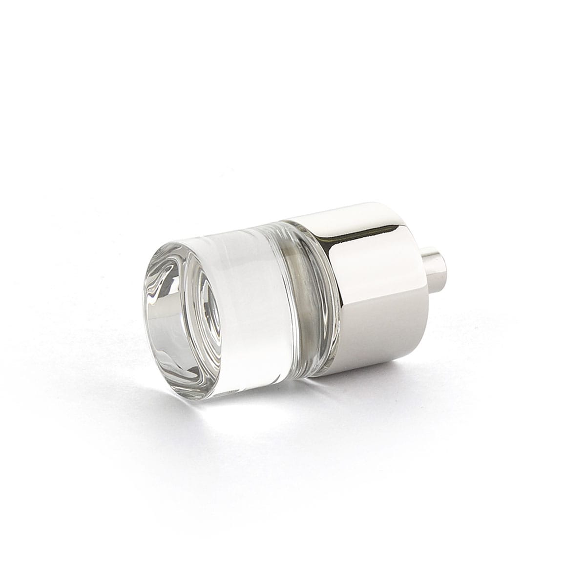 City Lights 7/8" Cylindrical Luxury Solid Brass and Glass Mini Button Cabinet / Drawer Knob