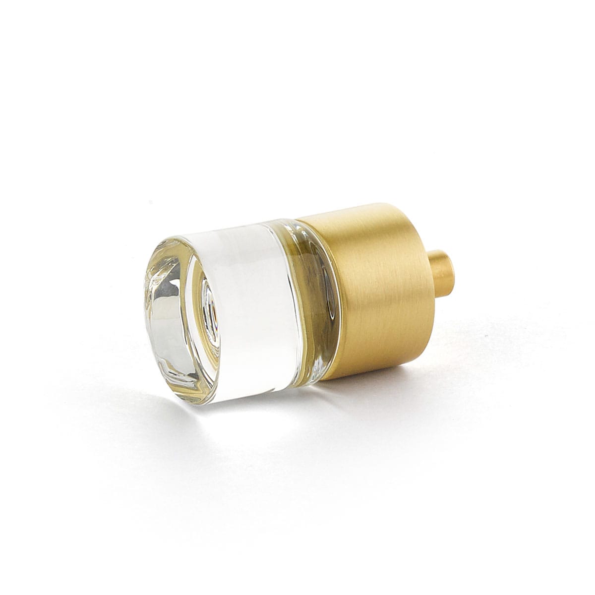 City Lights 7/8" Cylindrical Luxury Solid Brass and Glass Mini Button Cabinet / Drawer Knob