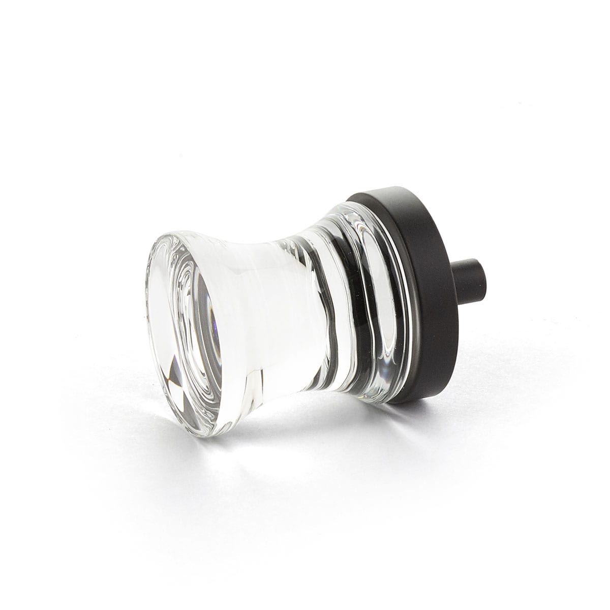 City Lights 1-1/8" Contemporary Hourglass Luxury Solid Brass and Concave Glass Cabinet / Drawer Knob