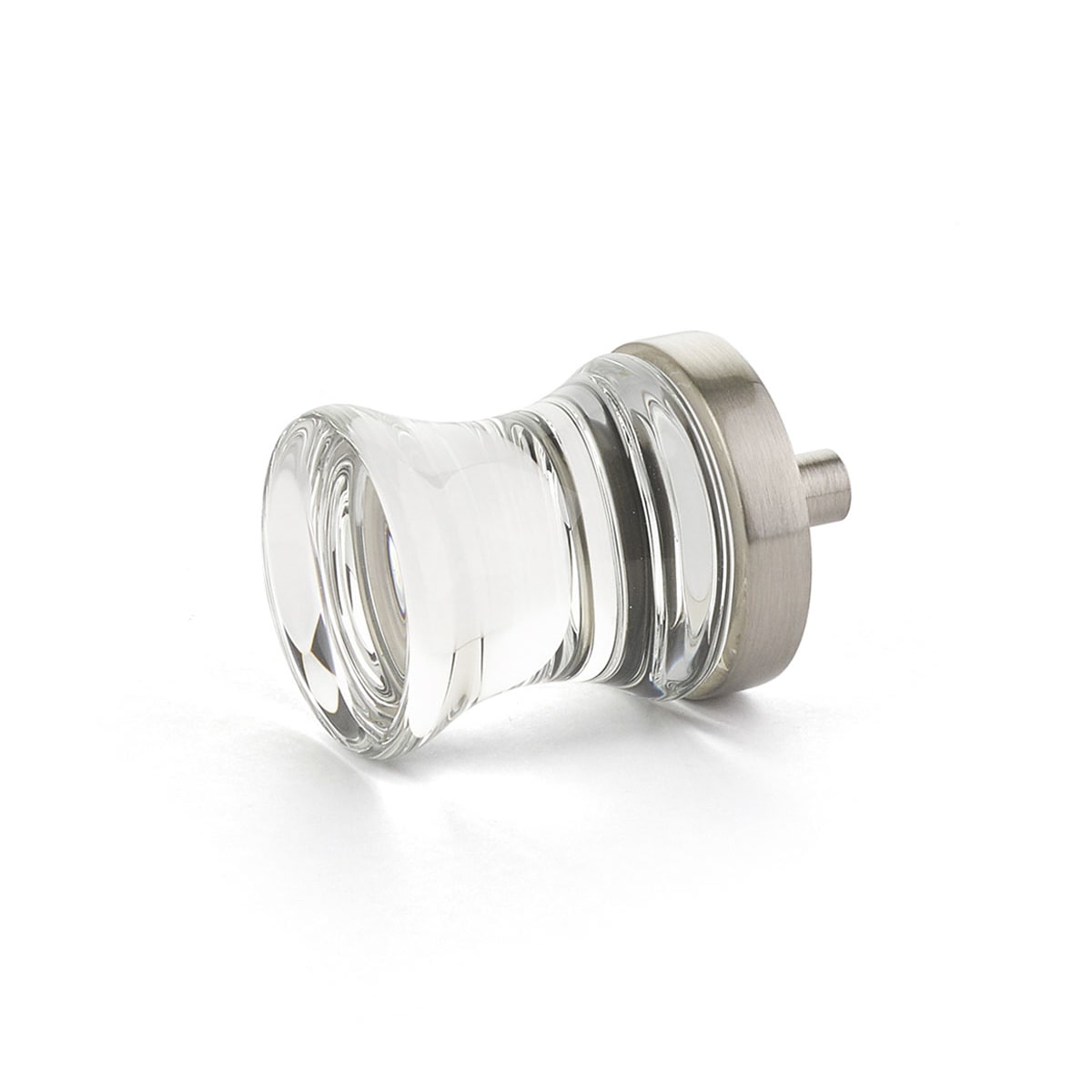 City Lights 1-1/8" Contemporary Hourglass Luxury Solid Brass and Concave Glass Cabinet / Drawer Knob