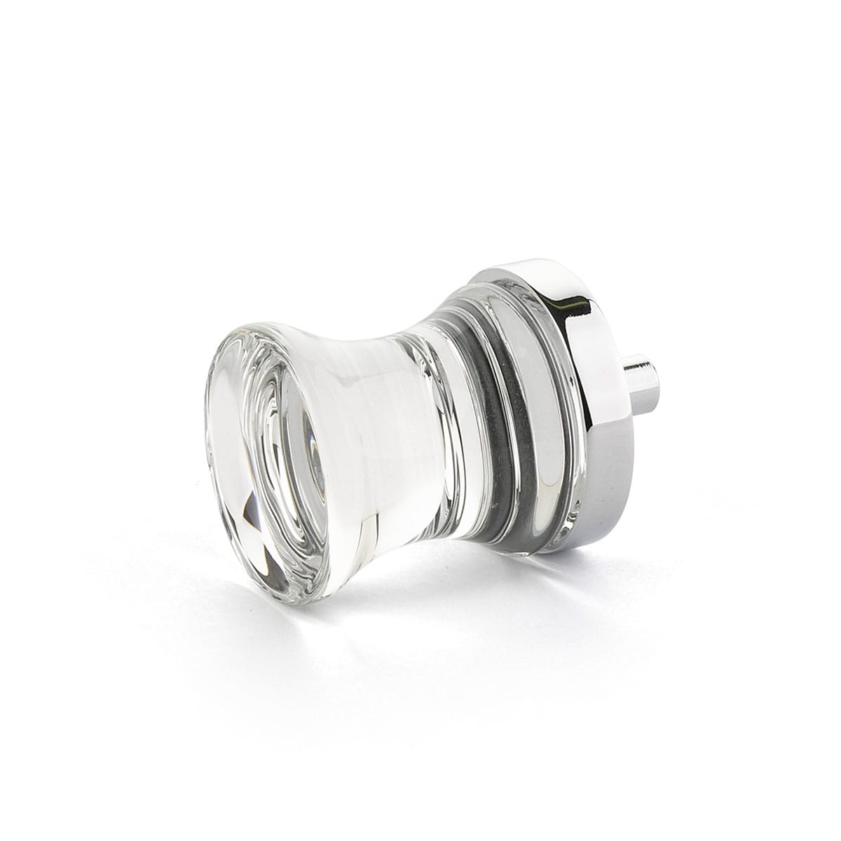 City Lights 1-1/8" Contemporary Hourglass Luxury Solid Brass and Concave Glass Cabinet / Drawer Knob