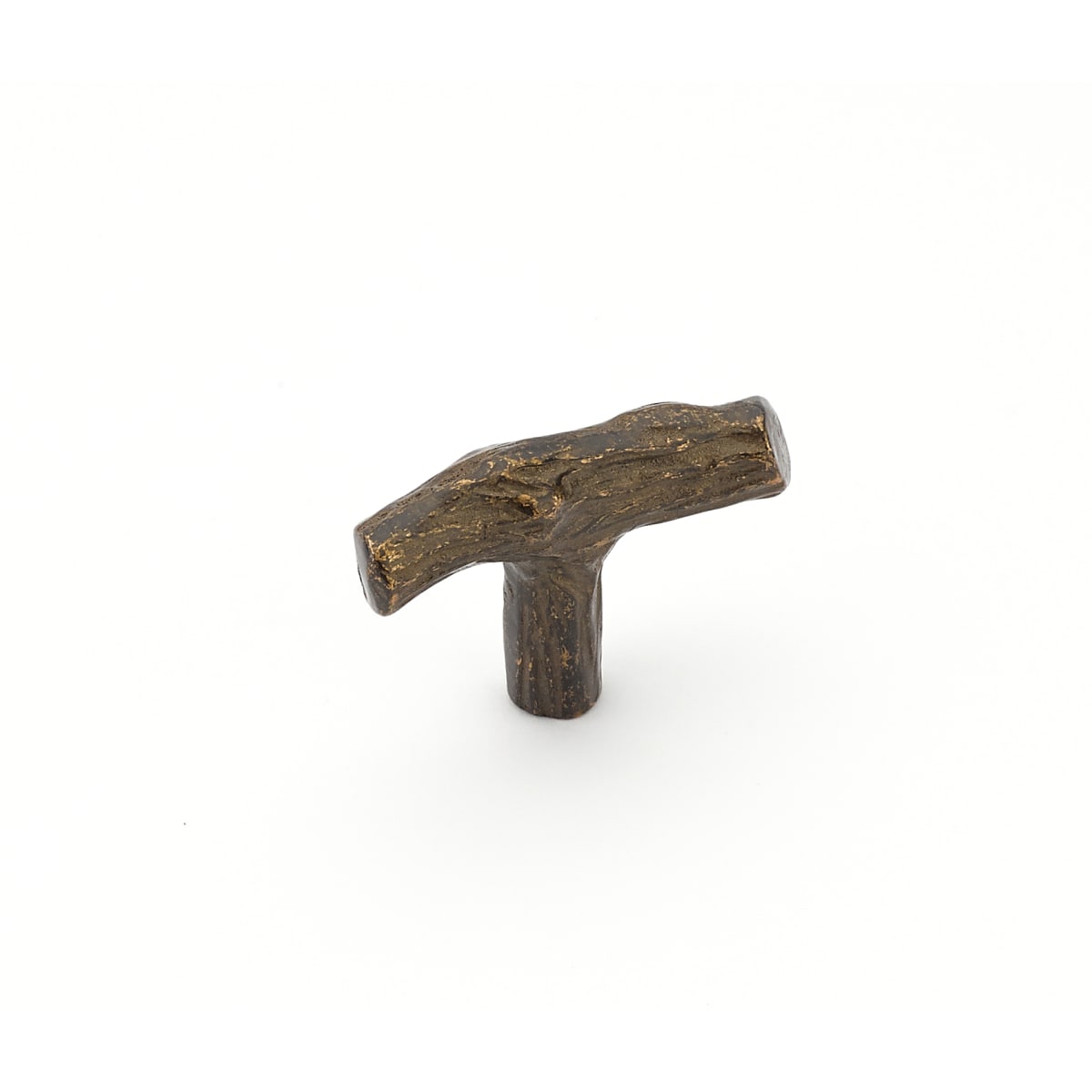 Schaub and Company - 768-AZ - Mountain 2" Rustic Cabin Tree Twig Branch Cast Bronze T Bar Cabinet Knob - Made in Italy in Antique Bronze