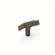 Schaub and Company - 768-AZ - Mountain 2" Rustic Cabin Tree Twig Branch Cast Bronze T Bar Cabinet Knob - Made in Italy in Antique Bronze