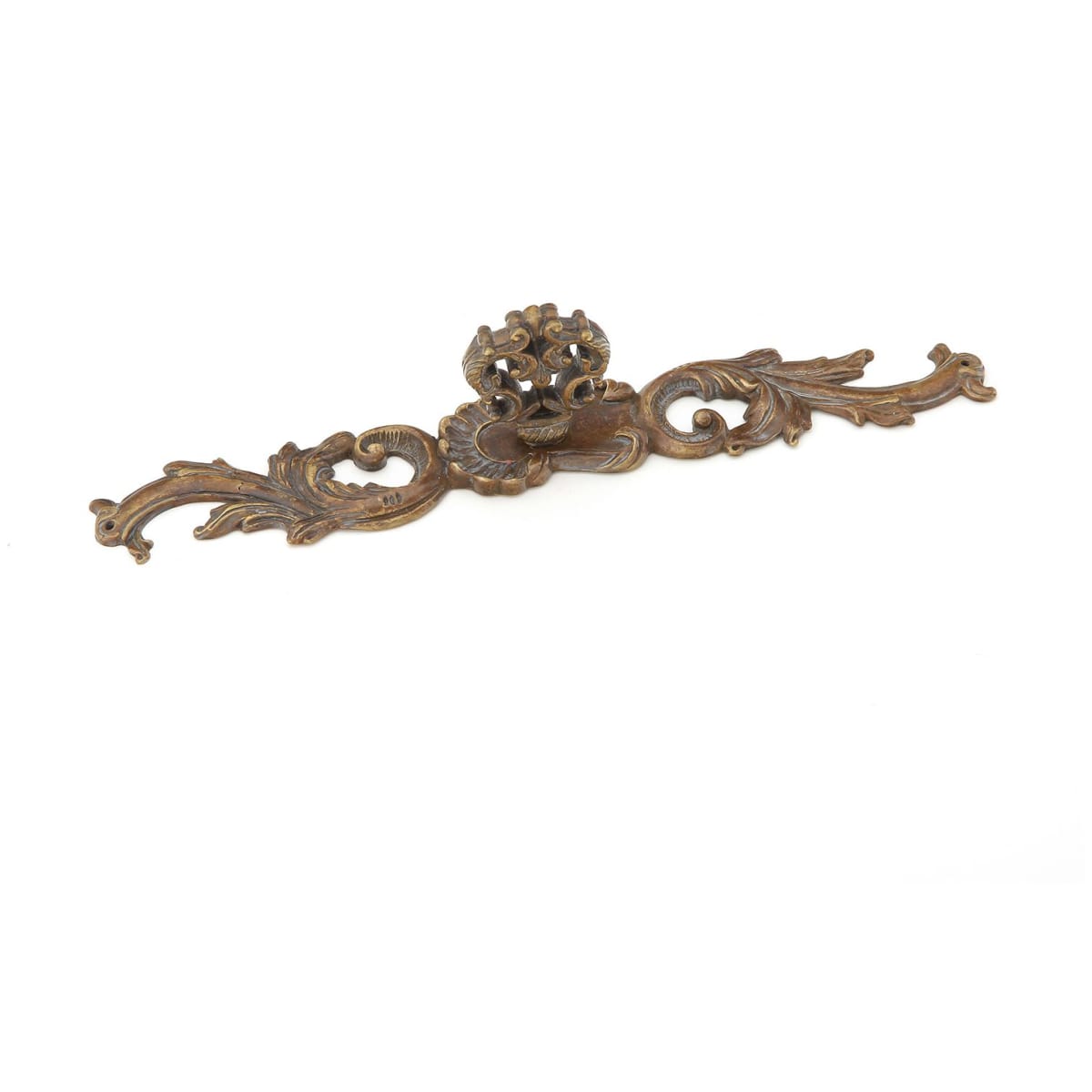 French Court 7-3/8" Old World Victorian French Solid Brass Cabinet Knob with Escutcheon