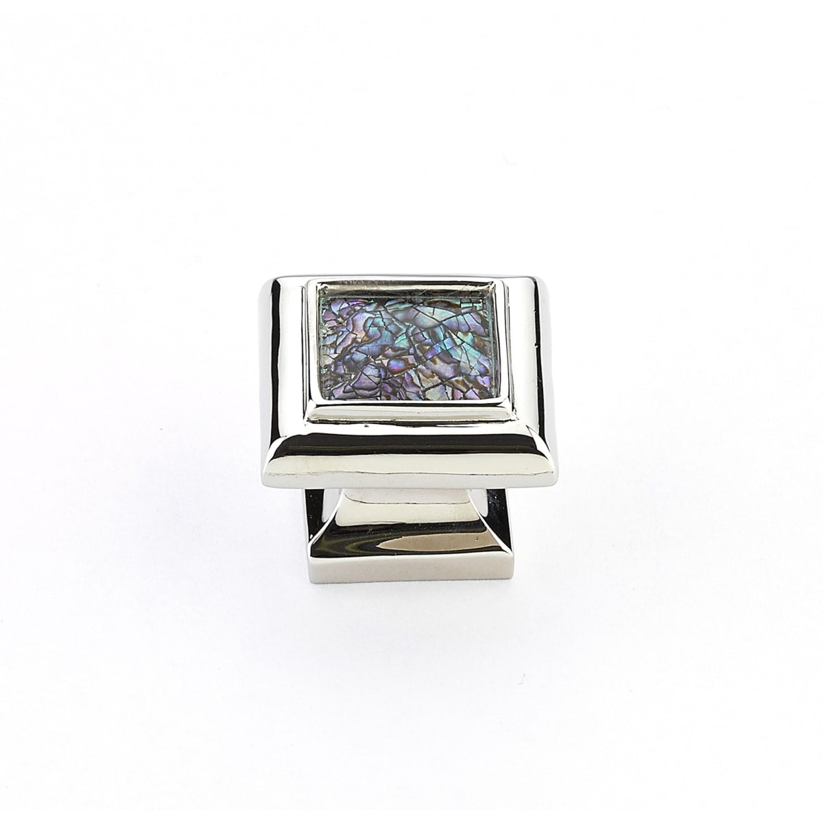 Symphony Solid Brass 1-3/8" Luxury Designer Square Cabinet Knob with Shell Inlays