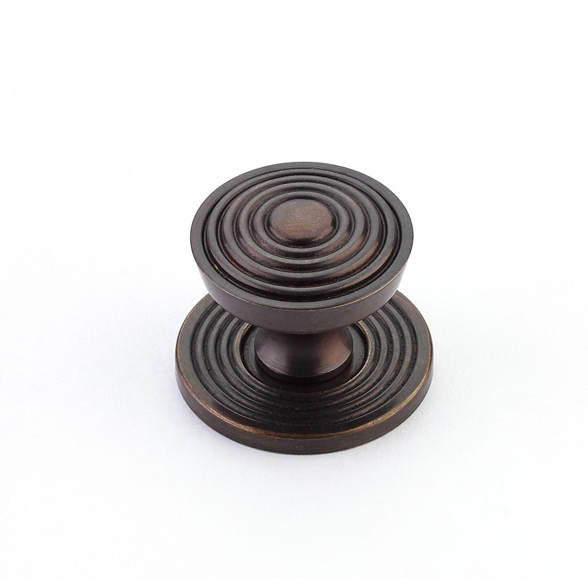 Schaub and Company - 967M-DAB - Sonata 1-1/8" Luxury Designer Ringed Round Solid Brass Cabinet Knob / Drawer Knob in Dark Antique Bronze