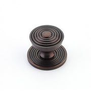 Schaub and Company - 967M-DAB - Sonata 1-1/8" Luxury Designer Ringed Round Solid Brass Cabinet Knob / Drawer Knob in Dark Antique Bronze