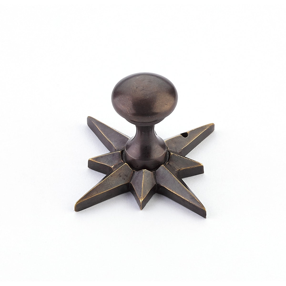 Sonata Solid Brass 11/16" Art Deco Mushroom Cabinet Knob with Star Backplate