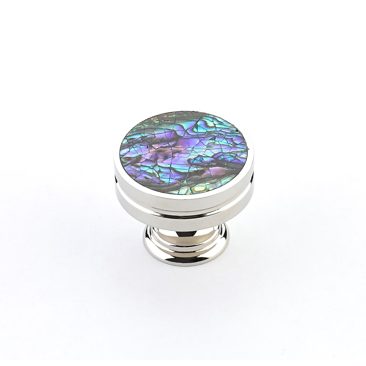 Symphony 1-3/8" Round Flat Designer Solid Brass Luxury Cabinet Knob with Shell Inlays