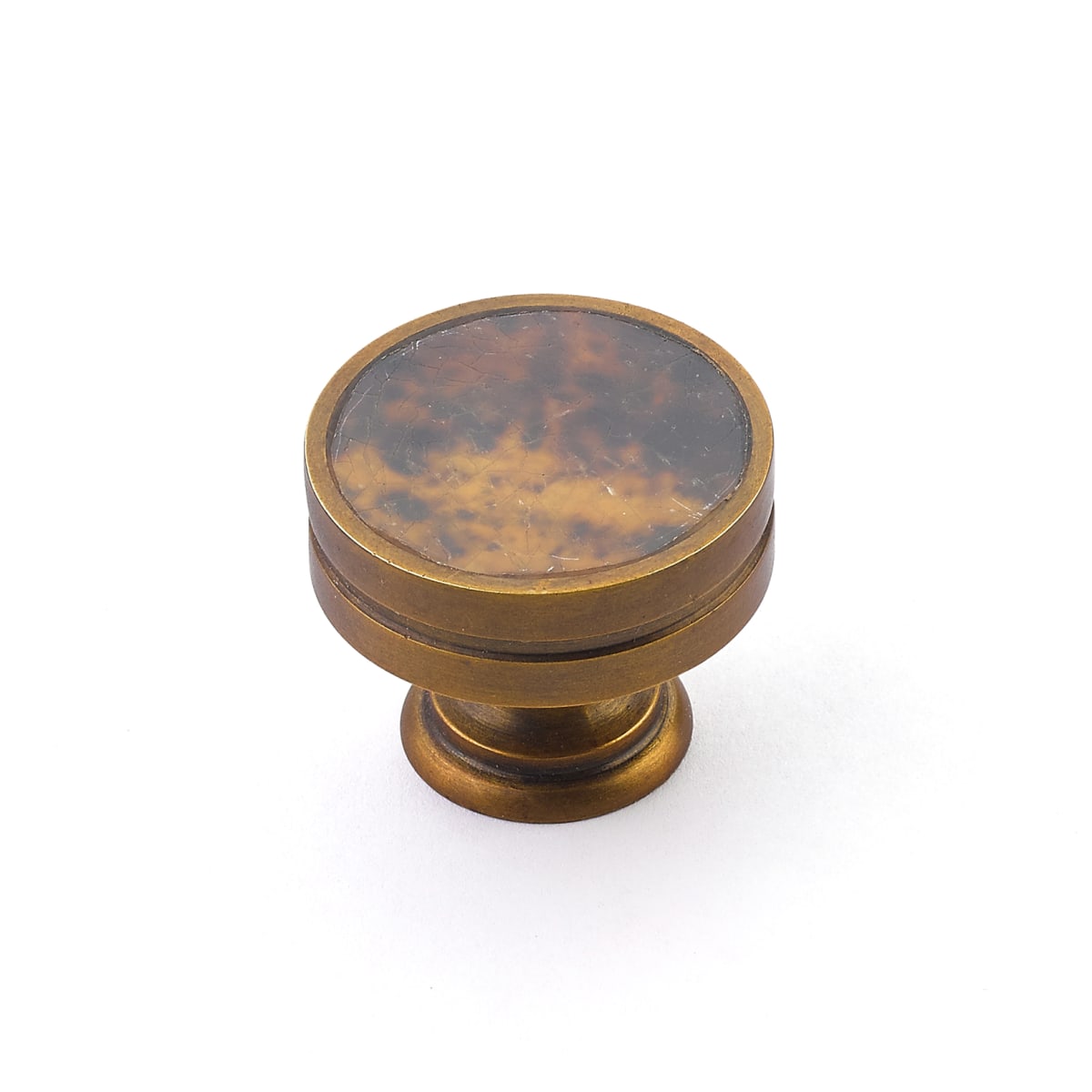 Symphony 1-3/8" Round Flat Designer Solid Brass Luxury Cabinet Knob with Shell Inlays