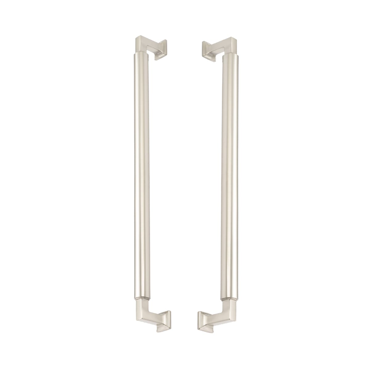 Haniburton 12" Center to Center Solid Brass Modern Cylinder Back to Back Door Pull Set / Side by Side Cabinet Handle Set