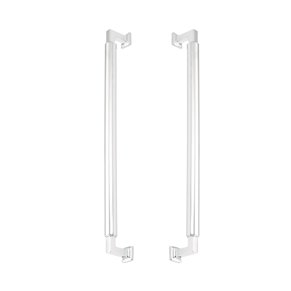 Haniburton 12" Center to Center Solid Brass Modern Cylinder Back to Back Door Pull Set / Side by Side Cabinet Handle Set