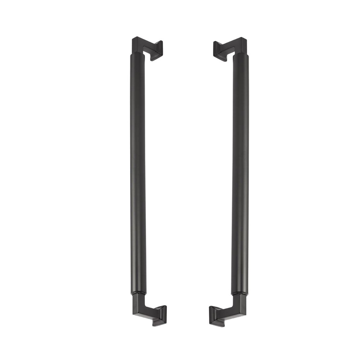 Schaub and Company - BTB482-MB - Haniburton 12" Center to Center Solid Brass Modern Cylinder Back to Back Door Pull Set / Side by Side Cabinet Handle Set in Matte Black