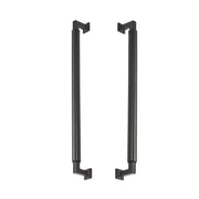 Schaub and Company - BTB482-MB - Haniburton 12" Center to Center Solid Brass Modern Cylinder Back to Back Door Pull Set / Side by Side Cabinet Handle Set in Matte Black