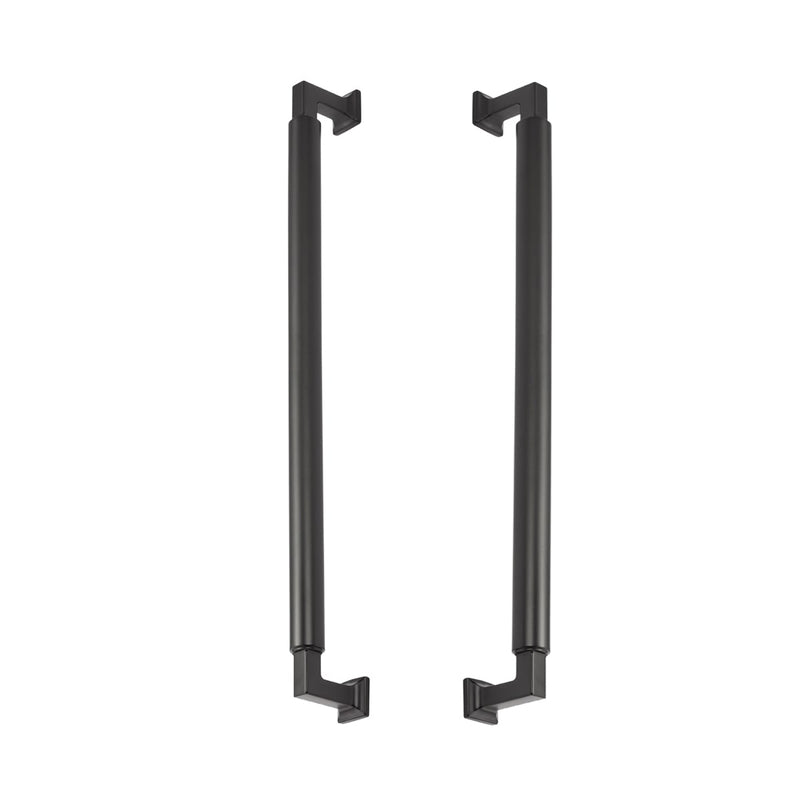 Schaub and Company - BTB482-MB - Haniburton 12" Center to Center Solid Brass Modern Cylinder Back to Back Door Pull Set / Side by Side Cabinet Handle Set in Matte Black