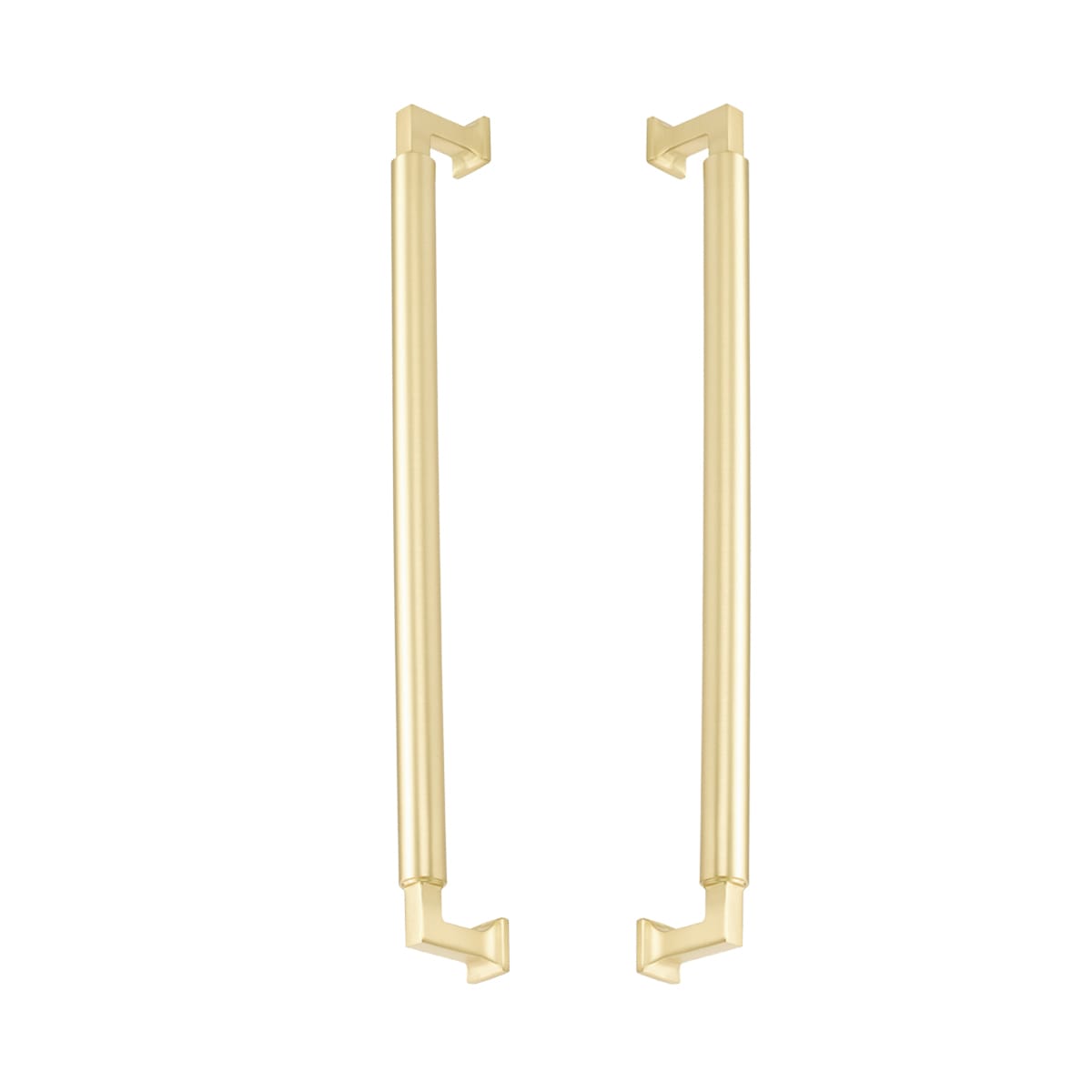 Haniburton 12" Center to Center Solid Brass Modern Cylinder Back to Back Door Pull Set / Side by Side Cabinet Handle Set