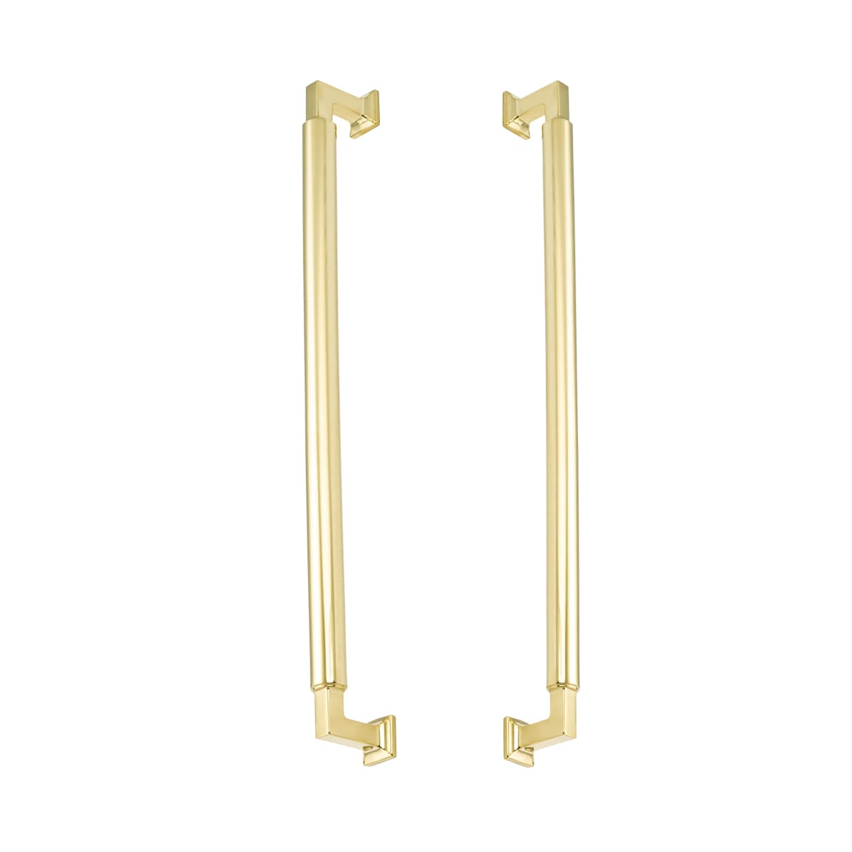 Haniburton 12" Center to Center Solid Brass Modern Cylinder Back to Back Door Pull Set / Side by Side Cabinet Handle Set