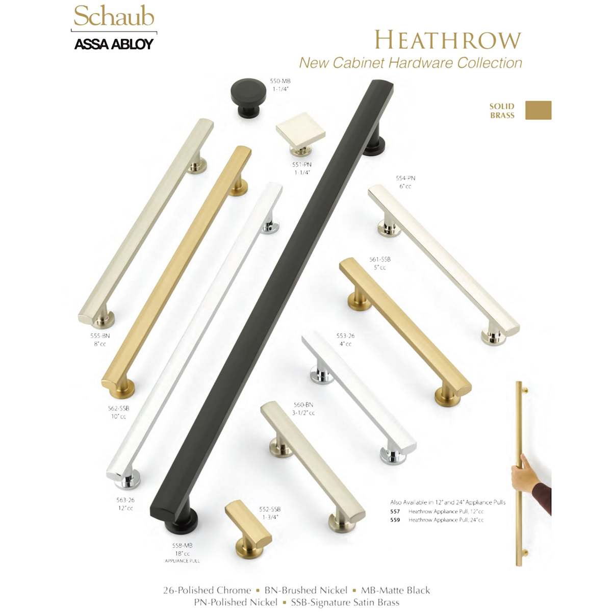 Schaub and Company - CS557-SSB - Heathrow 12" Center to Center Concealed Screw Bar Solid Brass Appliance Pull in Signature Satin Brass