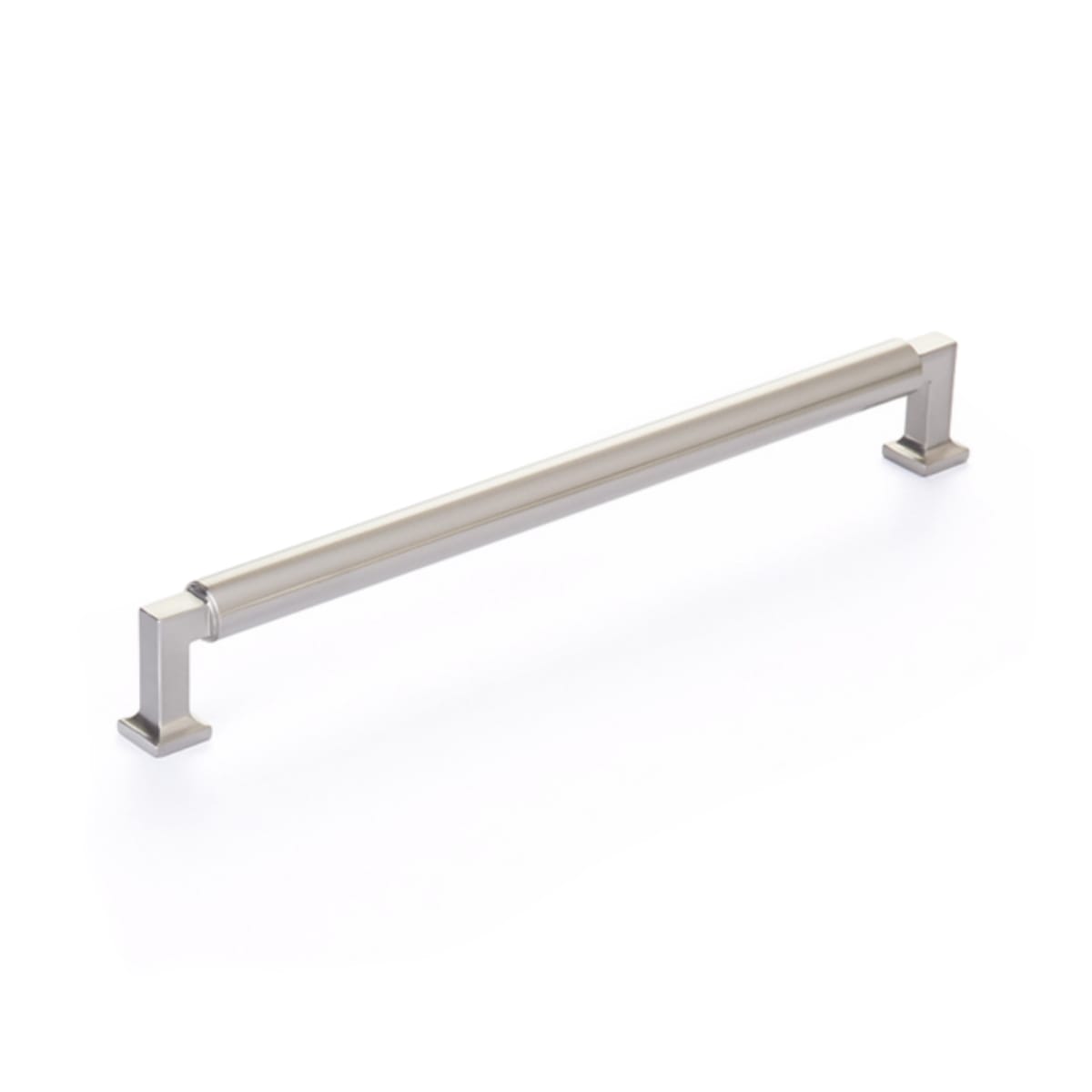 Schaub and Company - 480-15 - Haniburton 10" Center to Center Modern Industrial Barrel Luxury Solid Brass Large Cabinet Handle / Drawer Pull in Satin Nickel