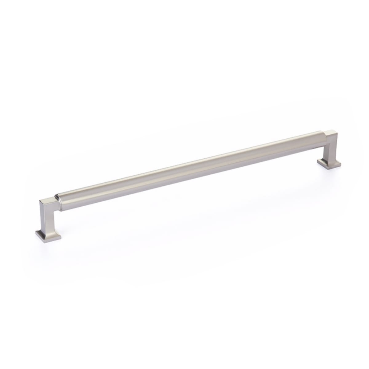 Schaub and Company - 481-15 - Haniburton 12" Center to Center Modern Industrial Barrel Luxury Solid Brass Large Oversized Cabinet Handle / Drawer Pull in Satin Nickel