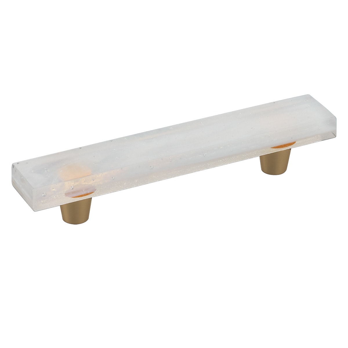 Schaub and Company - 211061-TW-GLD - Fused Glass 4" Center to Center Modern Rectangular Bar Cabinet Handle / Drawer Pull - Made in USA in Gold