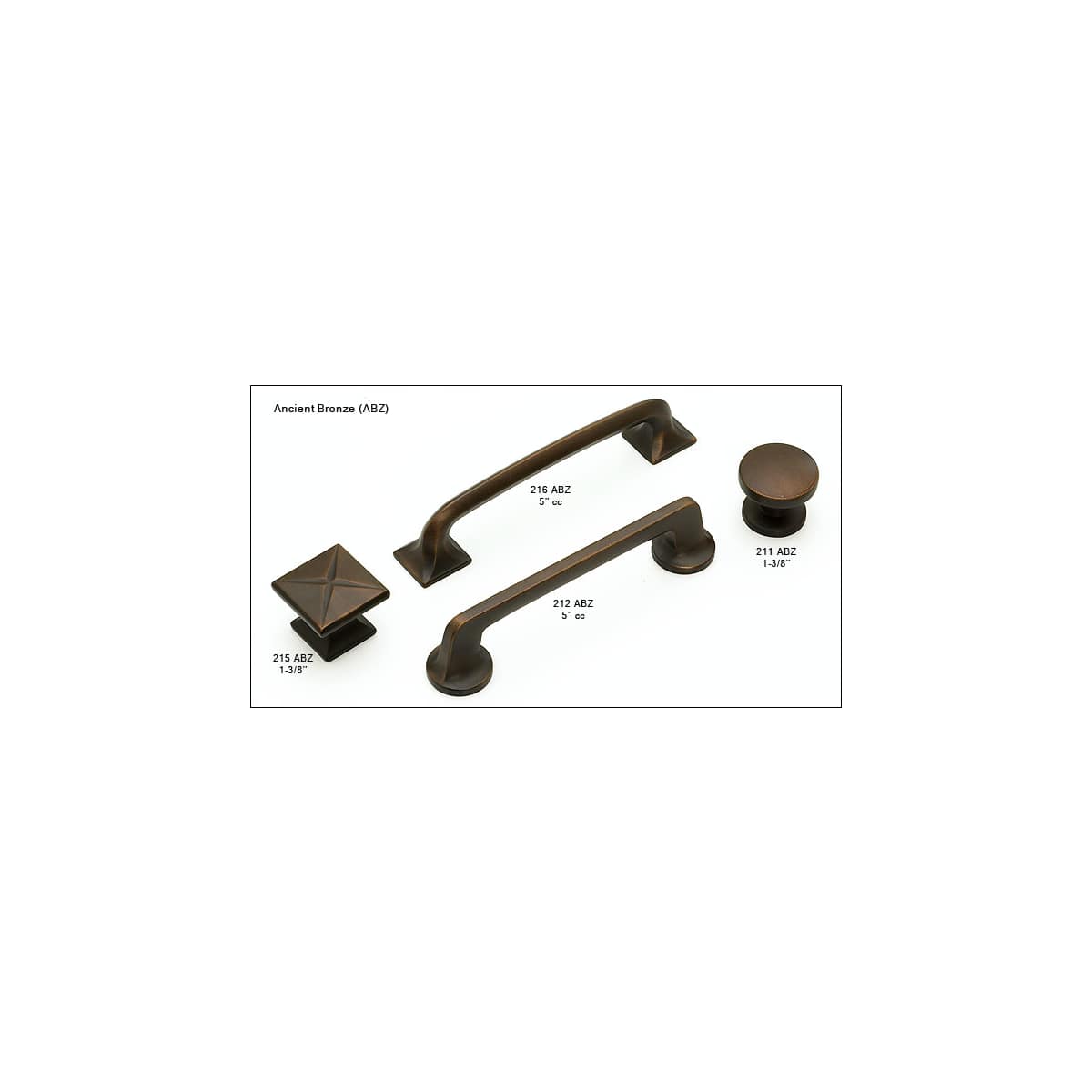 Schaub and Company - 216-ABZ - Northport 5" Center to Center Contemporary Rounded Cabinet Handle Pull with Square Footplates in Ancient Bronze