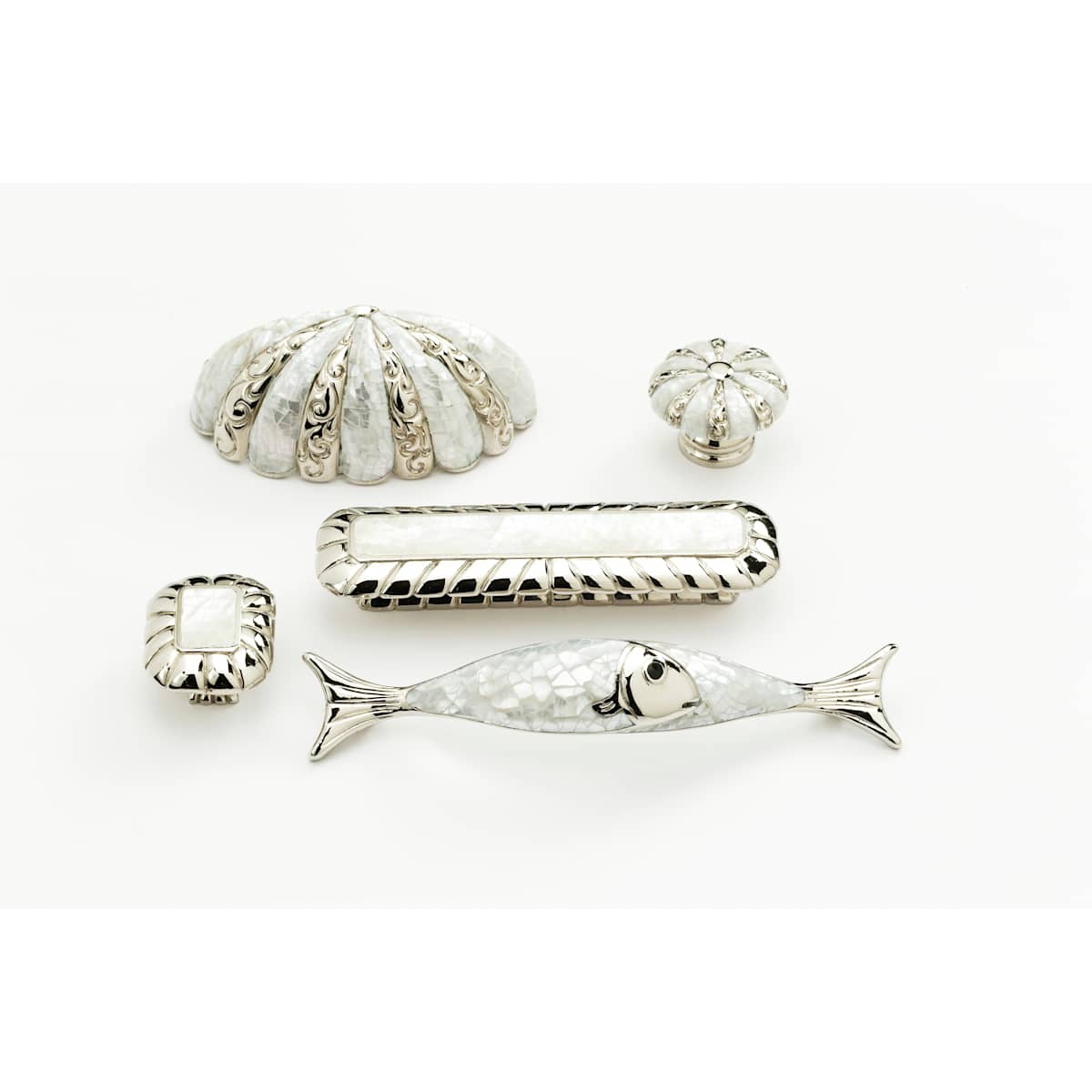 Schaub and Company - 851-MOP-PN - Symphony 1-1/2" Solid Brass Luxury Rectangular Cabinet Knob with Shell Inlay in Pearl / Nickel