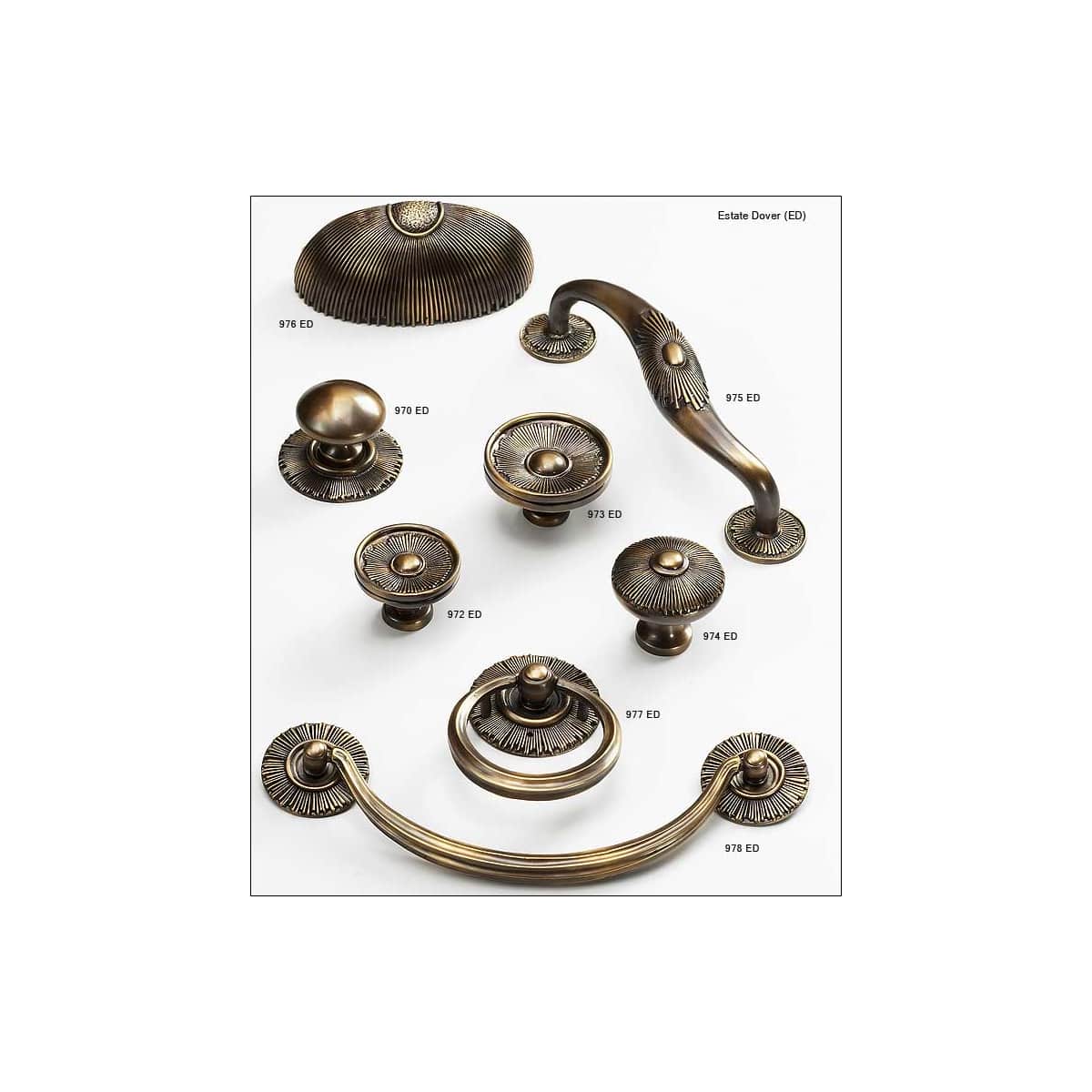 Schaub and Company - 972-SA - Symphony - Sunburst 1-3/8" Decorative Solid Brass Hand Crafted Round Flat Cabinet / Drawer Knob in Silver Antique