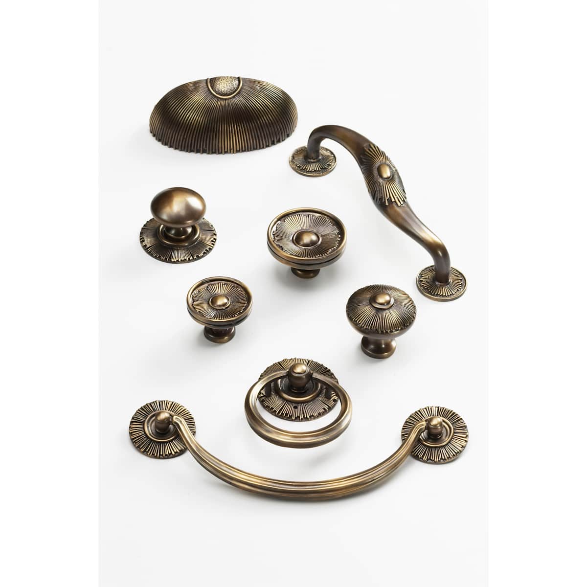 Schaub and Company - 974-HLB - Symphony - Sunburst 1-1/2" Designer Solid Brass Hand Crafted Round Cabinet / Drawer Knob in Highlighted Bronze