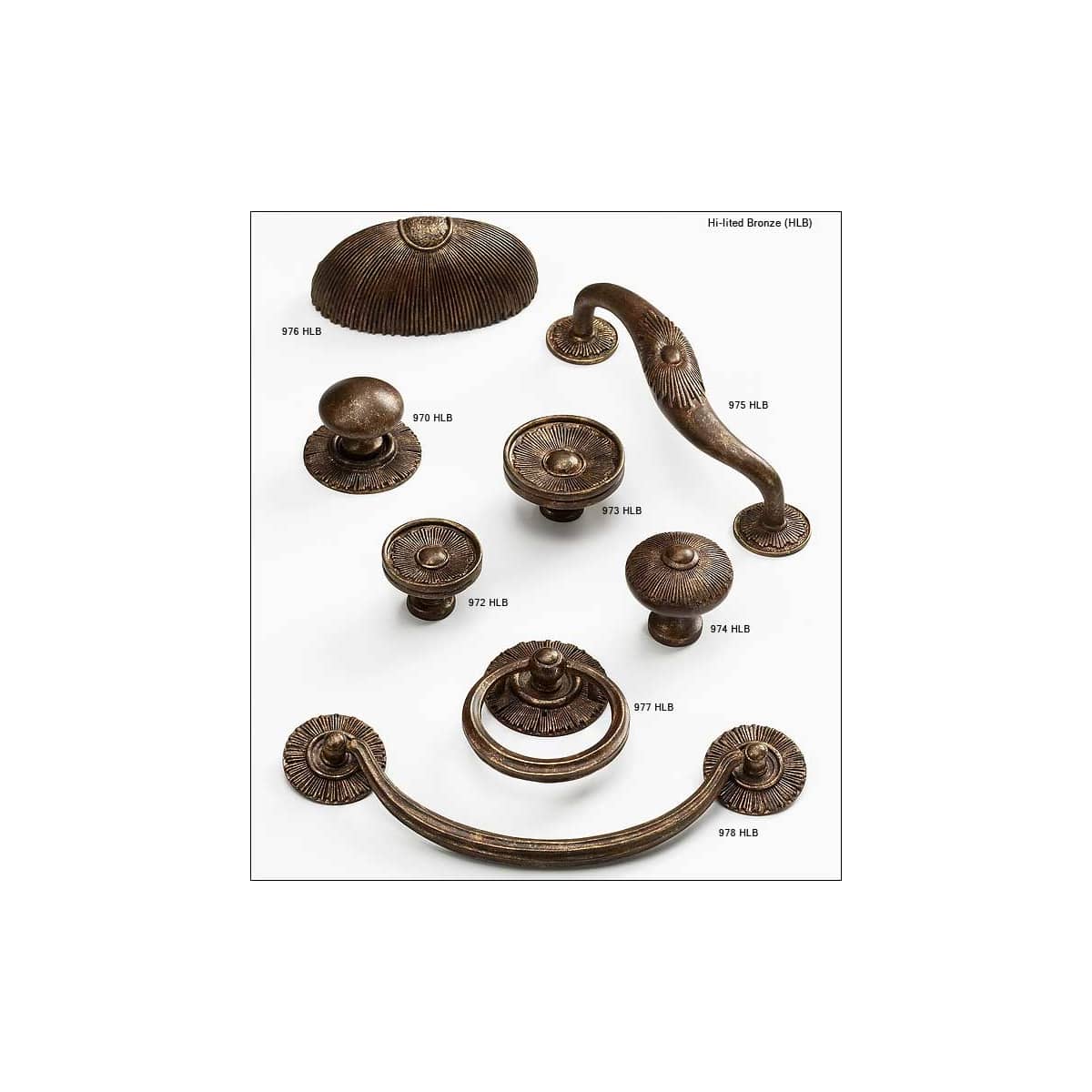 Schaub and Company - 974-HLB - Symphony - Sunburst 1-1/2" Designer Solid Brass Hand Crafted Round Cabinet / Drawer Knob in Highlighted Bronze