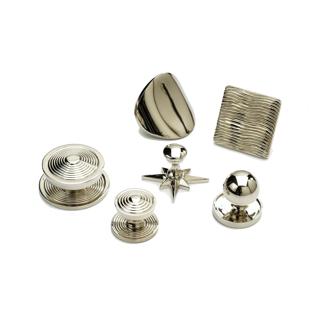 Schaub and Company - 982-PN - Sonata Solid Brass 11/16" Art Deco Mushroom Cabinet Knob with Star Backplate in Polished Nickel