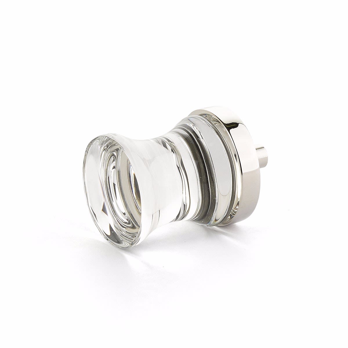 Schaub and Company - 76-PN - City Lights 1-1/8" Contemporary Hourglass Luxury Solid Brass and Concave Glass Cabinet / Drawer Knob in Polished Nickel