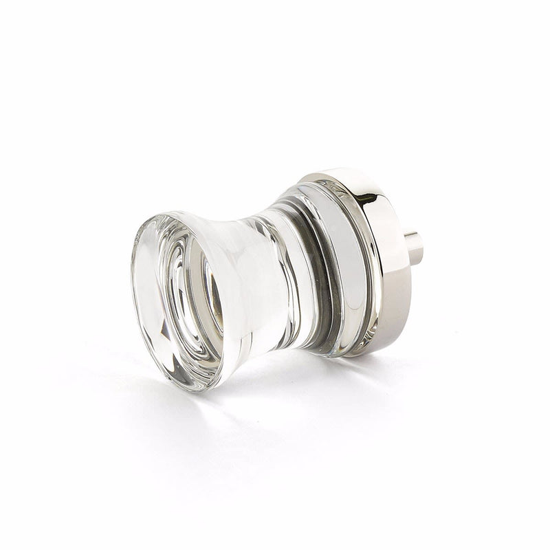 Schaub and Company - 76-PN - City Lights 1-1/8" Contemporary Hourglass Luxury Solid Brass and Concave Glass Cabinet / Drawer Knob in Polished Nickel