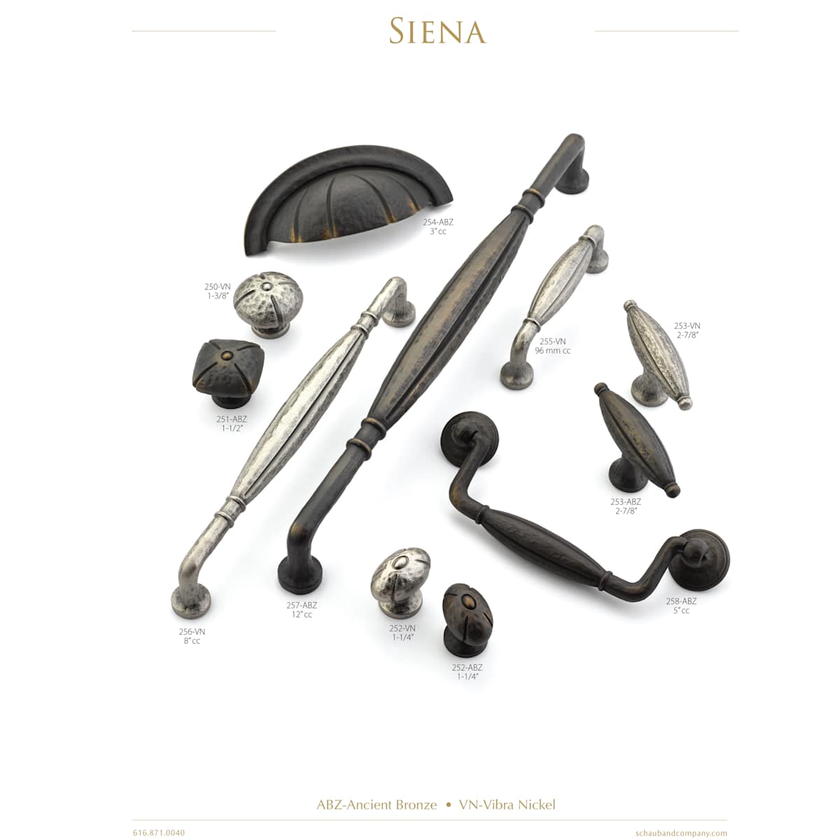 Schaub and Company - 251-VN - Siena 1-3/8" Rustic Farmhouse Square Cabinet Knob in Vibra Nickel