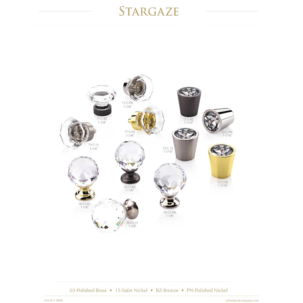 Schaub and Company - 71-C-BZ-10PACK - Stargaze Pack of (10) - 1-1/8" Traditional Crystal Mini Cabinet Knobs / Drawer Knobs in Bronze with Clear Crystal
