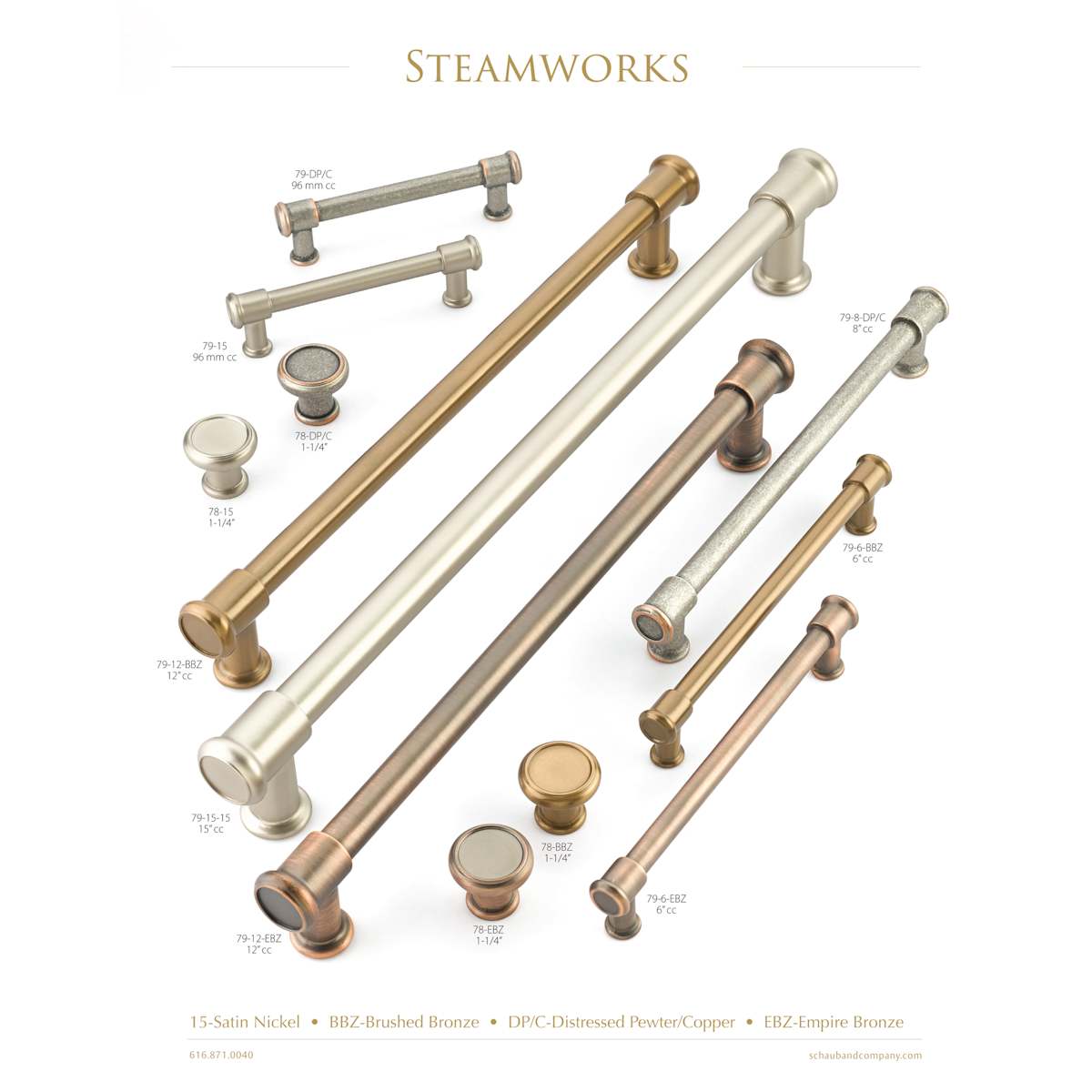 Schaub and Company - 79-12-EBZ - Steamworks 12" Center to Center Contemporary Industrial Appliance Handle Pull in Empire Bronze
