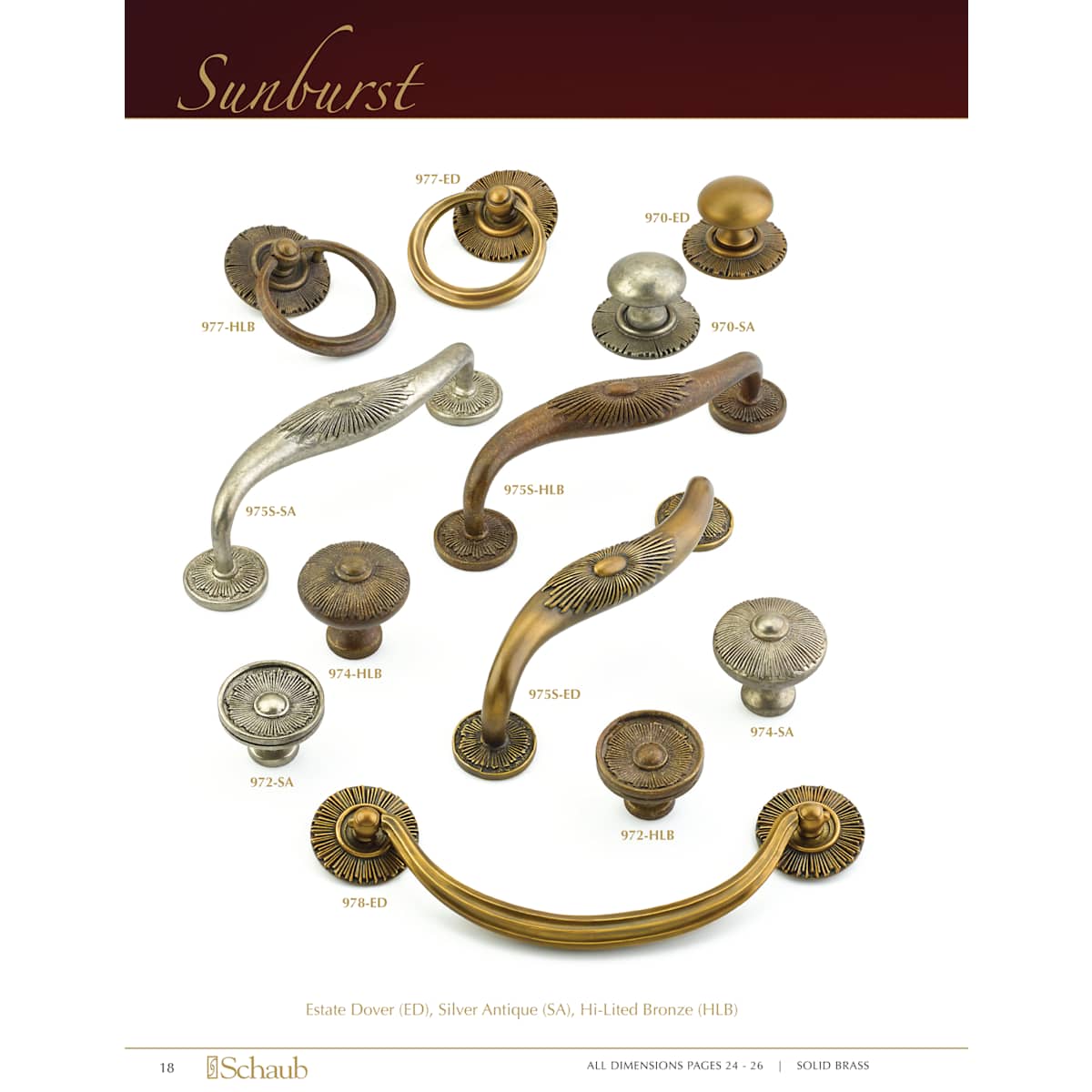 Schaub and Company - 974-HLB - Symphony - Sunburst 1-1/2" Designer Solid Brass Hand Crafted Round Cabinet / Drawer Knob in Highlighted Bronze