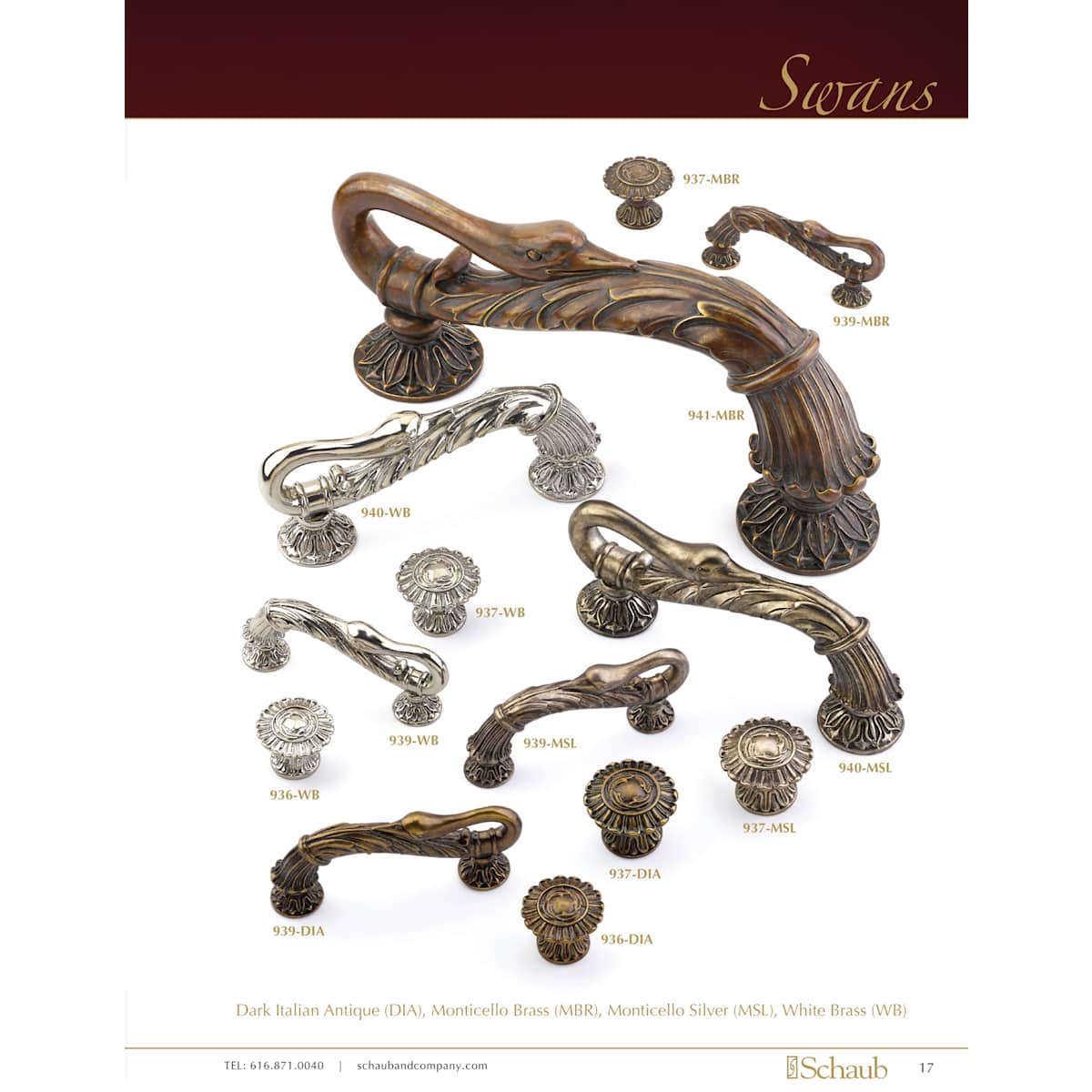 Schaub and Company - 936-WB - Symphony - French Court 1-1/4" Decorative Antique Scalloped Fluted Swan Solid Brass Hand Crafted Round Cabinet Knob in White Brass