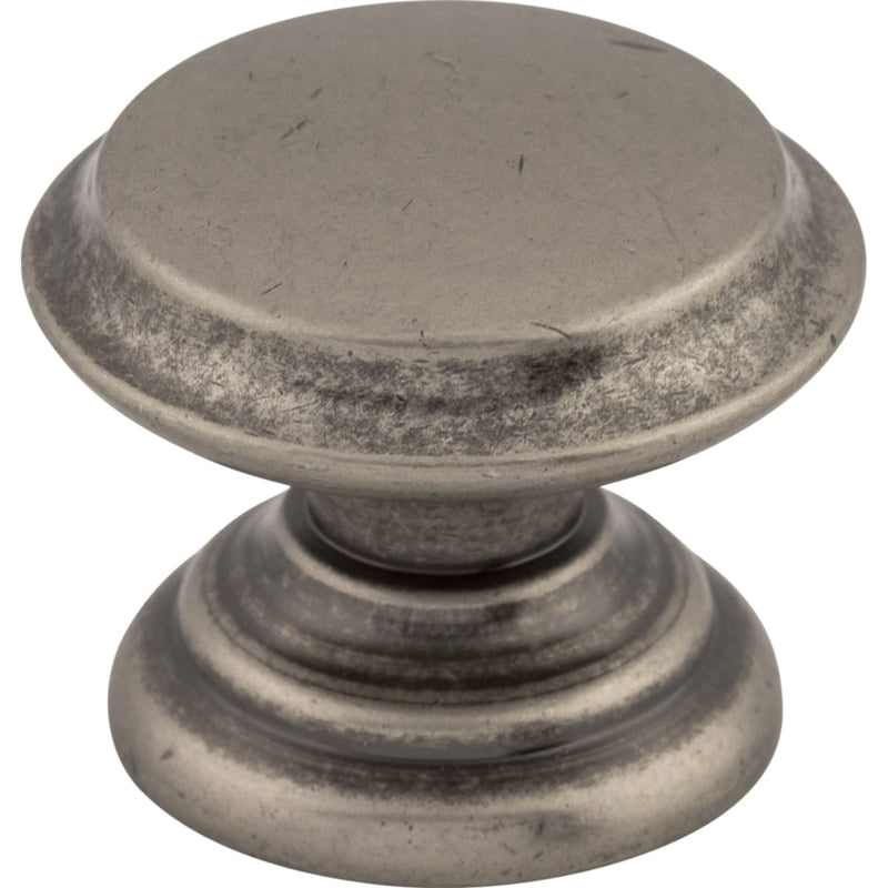 Top Knobs - M1232 - Flat 1-3/8 Inch Mushroom Cabinet Knob from the Dakota Collection in Pewter Antique
