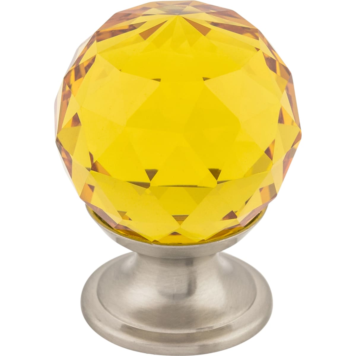 Top Knobs - TK111BSN - Amber 1-1/8 Inch Round Cabinet Knob from the Crystal Collection in Brushed Satin Nickel
