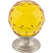 Top Knobs - TK111BSN - Amber 1-1/8 Inch Round Cabinet Knob from the Crystal Collection in Brushed Satin Nickel