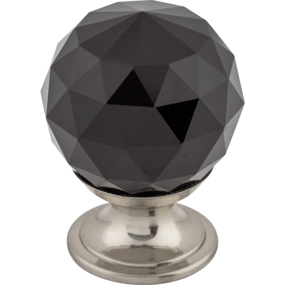 Top Knobs - TK115BSN - Black 1-1/8 Inch Round Cabinet Knob from the Crystal Collection in Brushed Satin Nickel