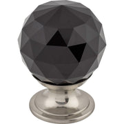Top Knobs - TK115BSN - Black 1-1/8 Inch Round Cabinet Knob from the Crystal Collection in Brushed Satin Nickel