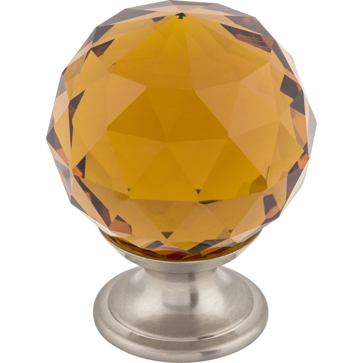 Top Knobs - TK122BSN - Wine 1-3/8 Inch Round Cabinet Knob from the Crystal Collection in Brushed Satin Nickel