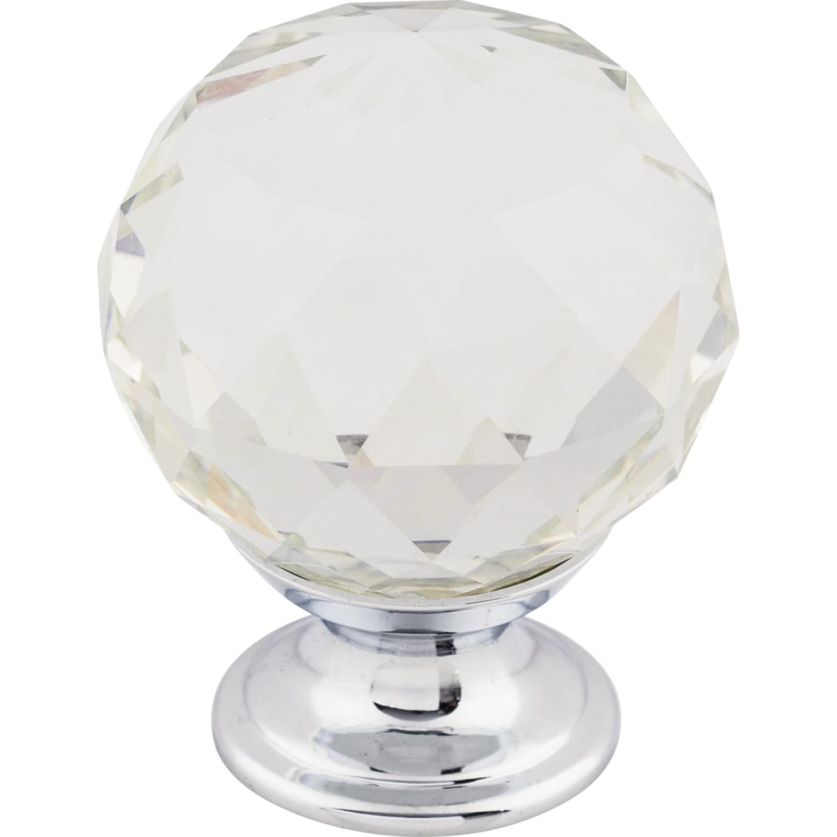 Top Knobs - TK126PC - Clear 1-3/8 Inch Round Cabinet Knob from the Crystal Collection in Polished Chrome