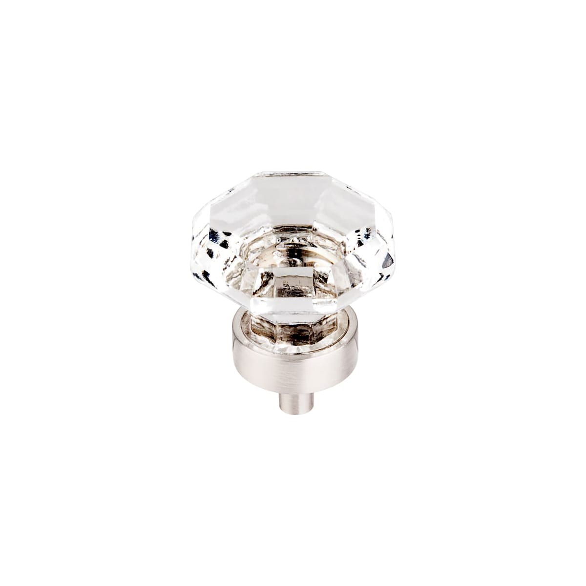 Top Knobs - TK128BSN-25PACK - Clear 1-3/8 Inch Geometric Cabinet Knob from the Crystal Collection - 25 Pack in Brushed Satin Nickel / Clear