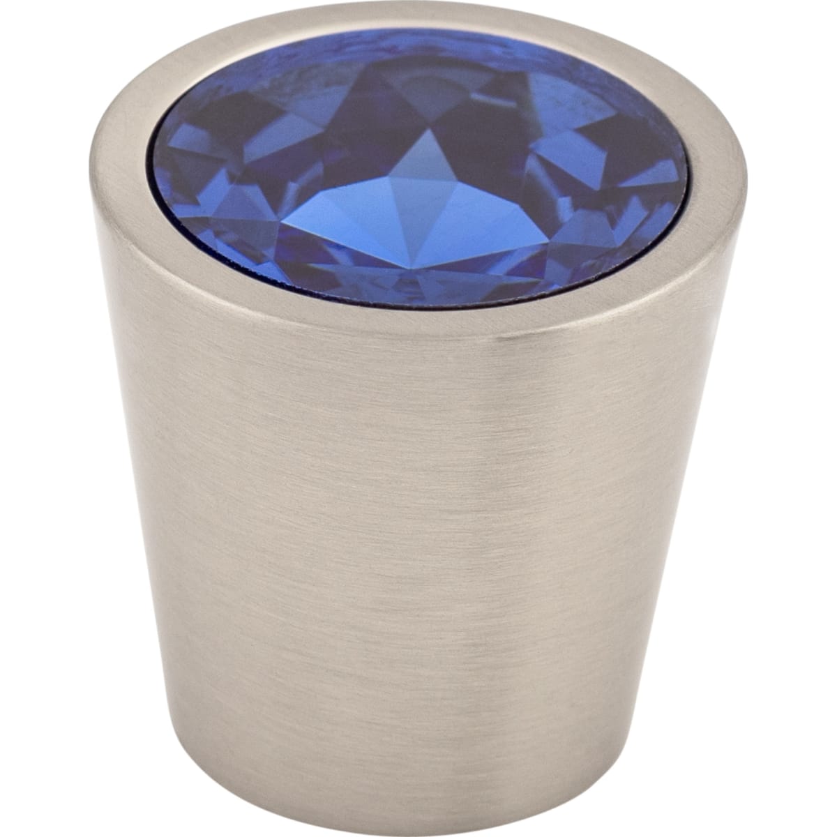 Top Knobs - TK131BSN - Crystal 1-1/16 Inch Conical Cabinet Knob from the Blue Collection in Brushed Satin Nickel