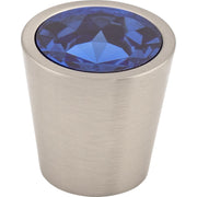 Top Knobs - TK131BSN - Crystal 1-1/16 Inch Conical Cabinet Knob from the Blue Collection in Brushed Satin Nickel