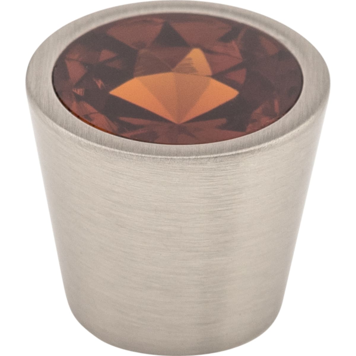Top Knobs - TK134BSN - Crystal 13/16 Inch Conical Cabinet Knob from the Wine Collection in Brushed Satin Nickel