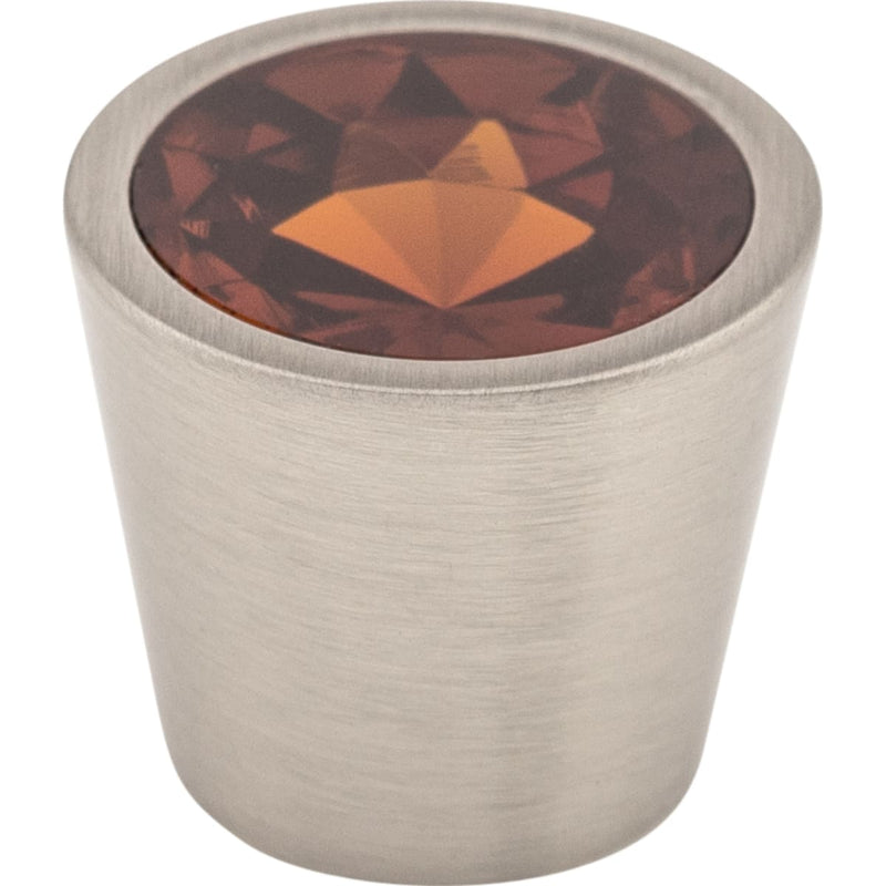 Top Knobs - TK134BSN - Crystal 13/16 Inch Conical Cabinet Knob from the Wine Collection in Brushed Satin Nickel